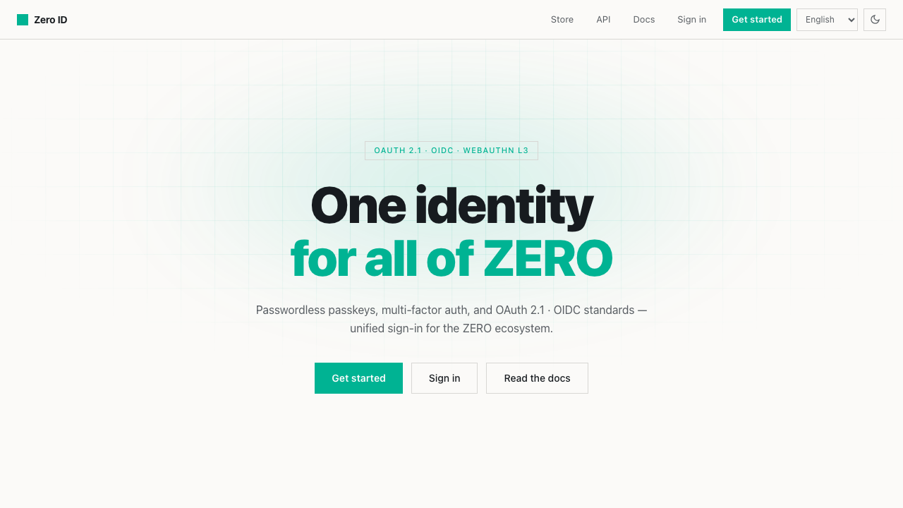 Zero ID — 패스키·OAuth 2.1 단일 신원